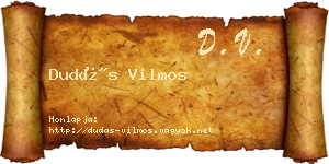 Dudás Vilmos névjegykártya